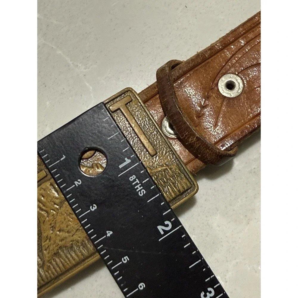 VTG Philmont Scout Ranch Leather Belt 32 Cimarron‎ NM Tooth of Time Brass Buckle